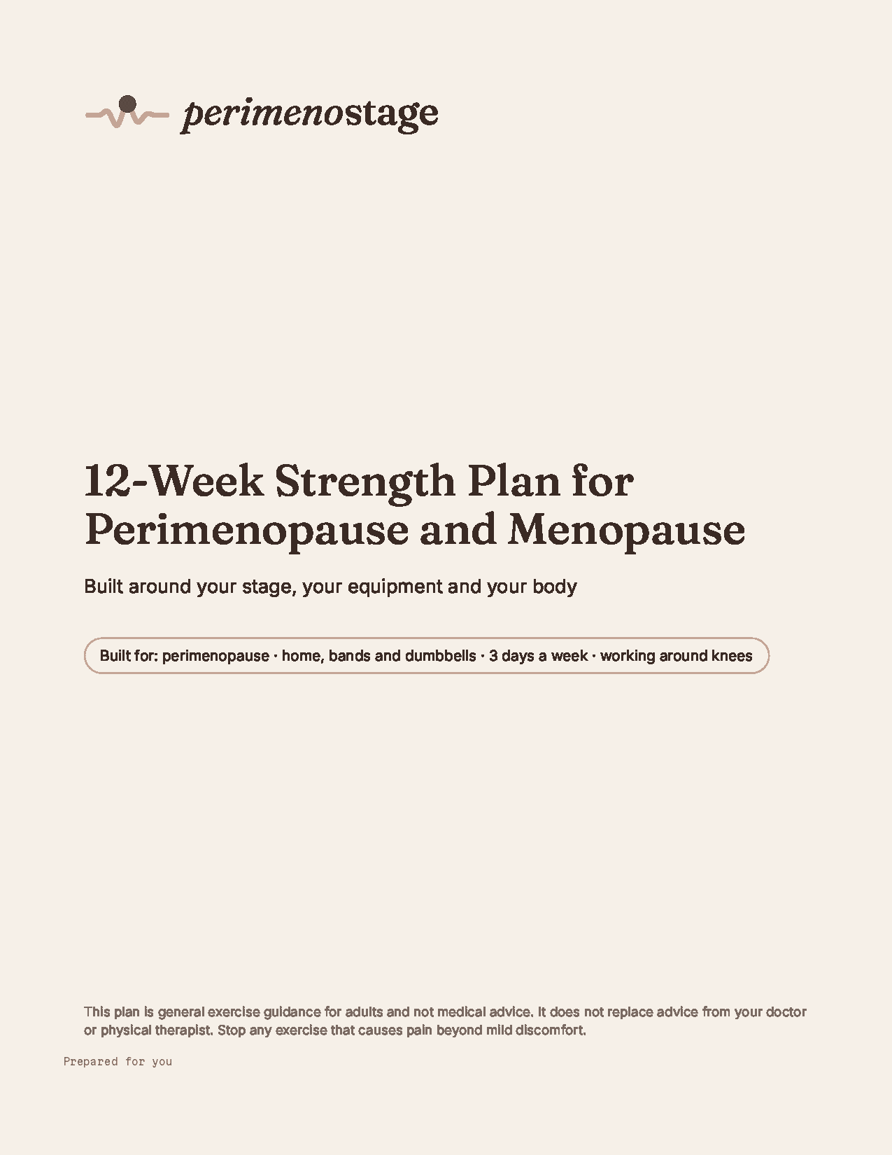 Example strength plan: Your plan, with your name on every page